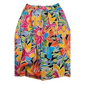 Counterparts sz 10 bright floral vintage long flowy skirt colorful with pockets+